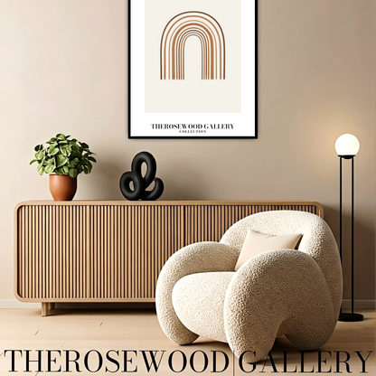 Art minimaliste en arc | Art numérique à télécharger instantanément | Décoration neutre pour la maison et le bureau | Nuances de brun chaud | Affiche moderne et chic