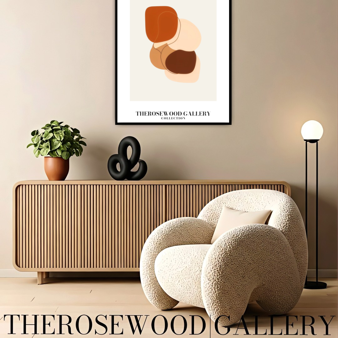 Instant Digital Wall Art | Red-Brick Cream Living Room Decor | Warm Tones Abstract Pattern | Soft Earthy Colors | Modern Print