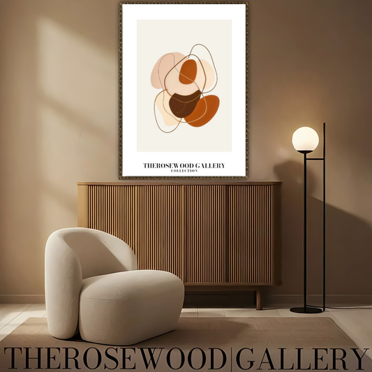 Geometric Contemporary Print | Digital Wall Art | Warm Decor Accent | Overlapping Shapes Design | Subtle Muted Tones