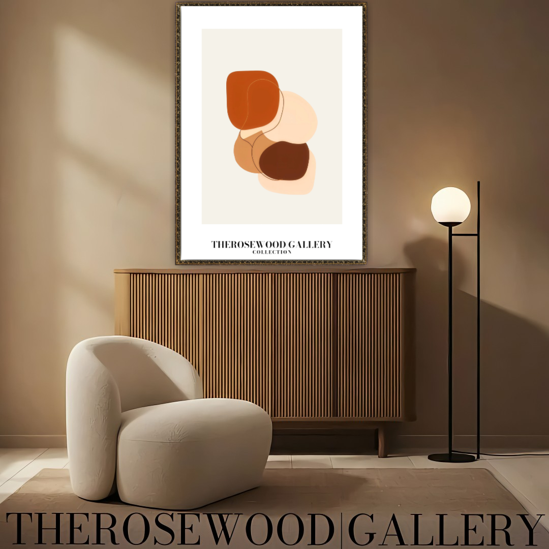 Instant Digital Wall Art | Red-Brick Cream Living Room Decor | Warm Tones Abstract Pattern | Soft Earthy Colors | Modern Print