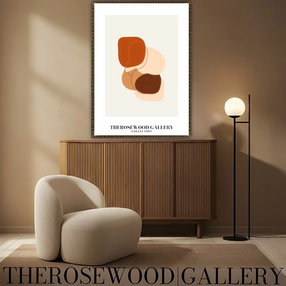 Instant Digital Wall Art | Red-Brick Cream Living Room Decor | Warm Tones Abstract Pattern | Soft Earthy Colors | Modern Print