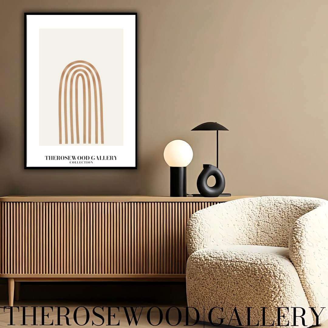 Arc géométrique neutre | Décoration murale à lignes | Art numérique minimaliste | Impression abstraite moderne | Affiche élégante pour la maison