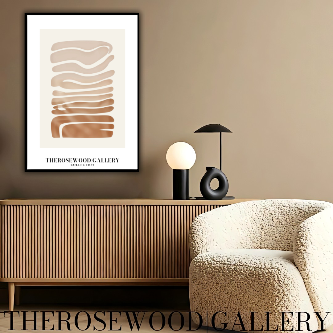 Abstrakter minimalistischer Kunstdruck | Taupe-Farbverlauf | Sofort herunterladbares Poster | Geometrische Komposition | Warme Farbtöne | Elegantes Dekor