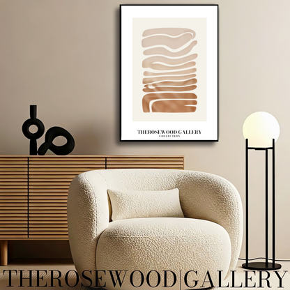 Abstrakter minimalistischer Kunstdruck | Taupe-Farbverlauf | Sofort herunterladbares Poster | Geometrische Komposition | Warme Farbtöne | Elegantes Dekor