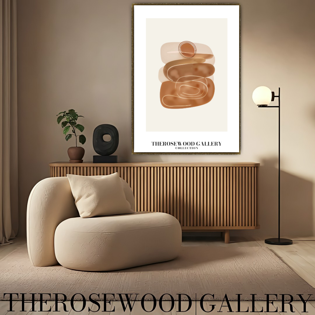 Composition abstraite délicate | Impression d'art moderne | Décoration murale géométrique numérique | Affiche contemporaine dégradé beige