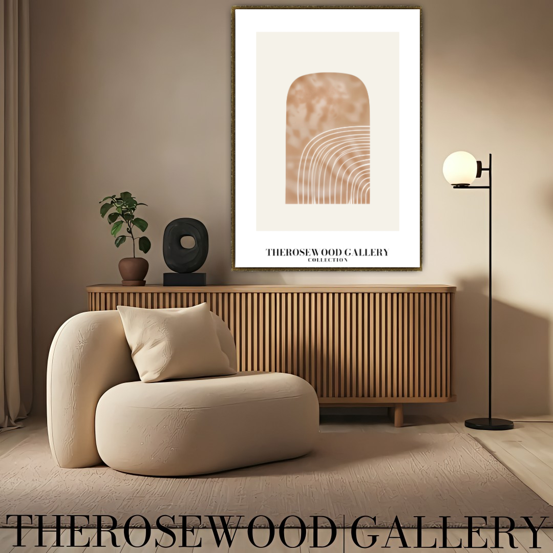 Fine White Line | Abstract Poster | Digital Geometric Print | Cozy Home Aesthetic | Warm Hues | Modern Artistic Wall Art