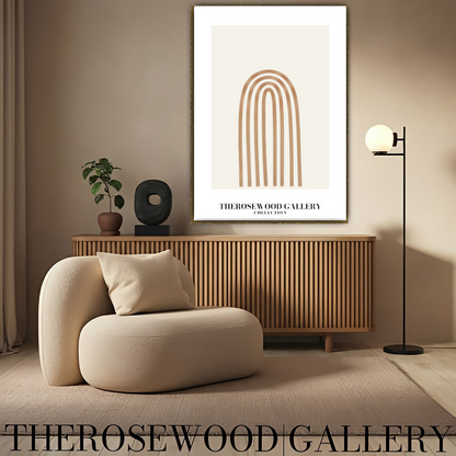 Arc géométrique neutre | Décoration murale à lignes | Art numérique minimaliste | Impression abstraite moderne | Affiche élégante pour la maison