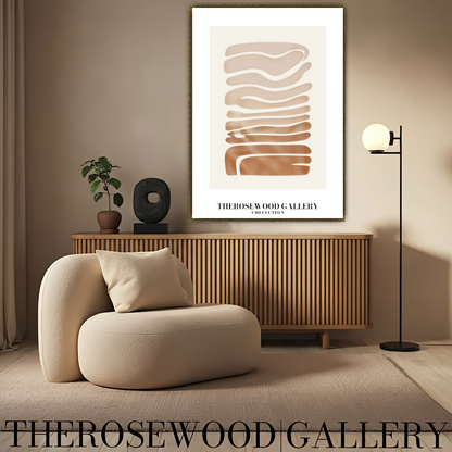 Abstrakter minimalistischer Kunstdruck | Taupe-Farbverlauf | Sofort herunterladbares Poster | Geometrische Komposition | Warme Farbtöne | Elegantes Dekor