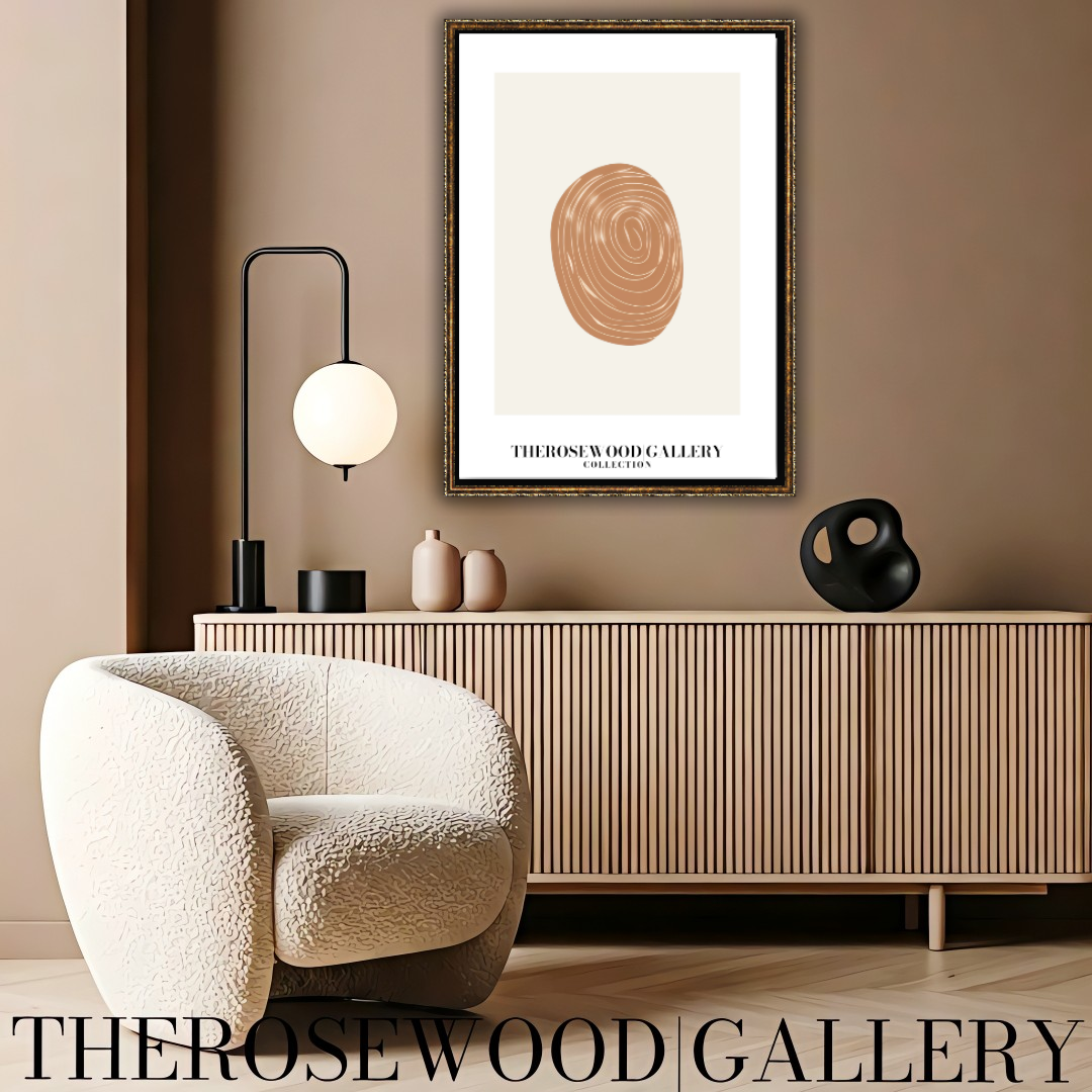 Zeitgenössischer neutraler Kunstdruck | Digitaler Bleistift mit weißem Strich | Minimalistisches ovales Design | Sofort-Download | Zen-Dekor | Modernes Wandposter