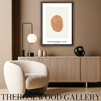 Zeitgenössischer neutraler Kunstdruck | Digitaler Bleistift mit weißem Strich | Minimalistisches ovales Design | Sofort-Download | Zen-Dekor | Modernes Wandposter