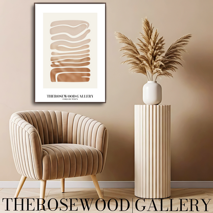 Abstrakter minimalistischer Kunstdruck | Taupe-Farbverlauf | Sofort herunterladbares Poster | Geometrische Komposition | Warme Farbtöne | Elegantes Dekor