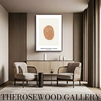 Zeitgenössischer neutraler Kunstdruck | Digitaler Bleistift mit weißem Strich | Minimalistisches ovales Design | Sofort-Download | Zen-Dekor | Modernes Wandposter
