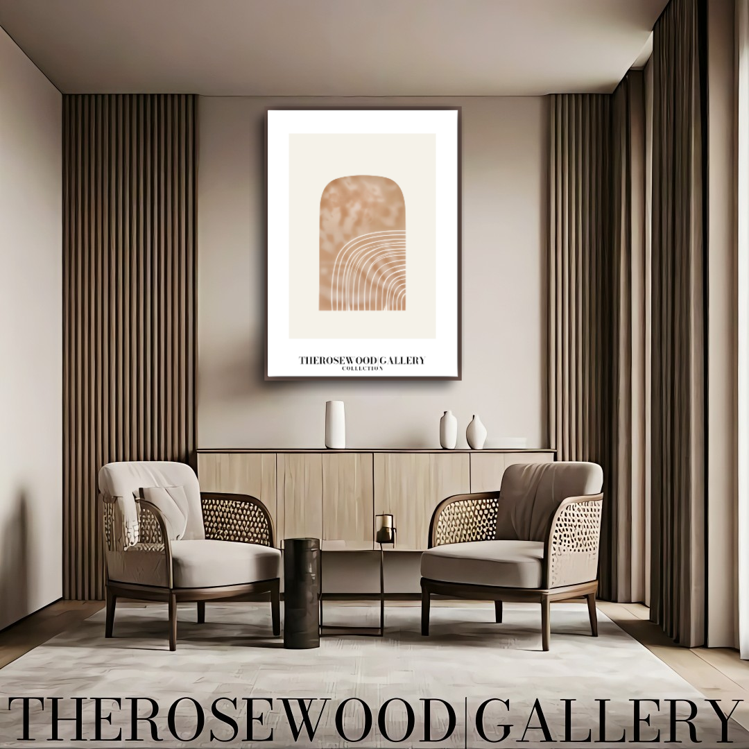 Fine White Line | Abstract Poster | Digital Geometric Print | Cozy Home Aesthetic | Warm Hues | Modern Artistic Wall Art