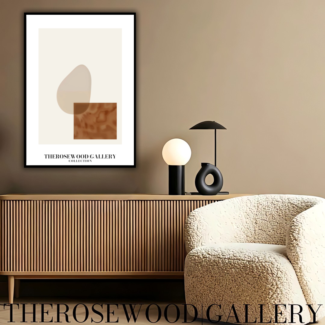 Modern Geometric Abstract Print | Digital Wall Art | Soft Beige & Bronze | Elegant Contrast | Cozy Minimalist Gallery