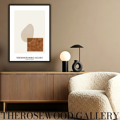 Modern Geometric Abstract Print | Digital Wall Art | Soft Beige & Bronze | Elegant Contrast | Cozy Minimalist Gallery