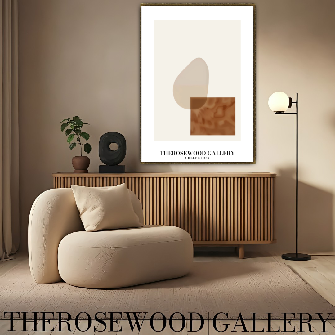 Modern Geometric Abstract Print | Digital Wall Art | Soft Beige & Bronze | Elegant Contrast | Cozy Minimalist Gallery