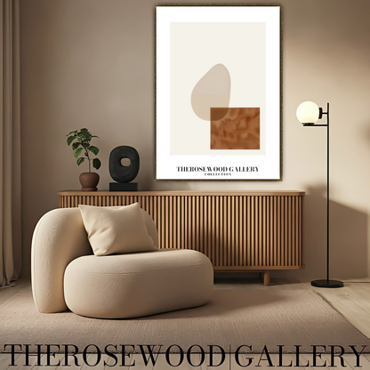 Modern Geometric Abstract Print | Digital Wall Art | Soft Beige & Bronze | Elegant Contrast | Cozy Minimalist Gallery
