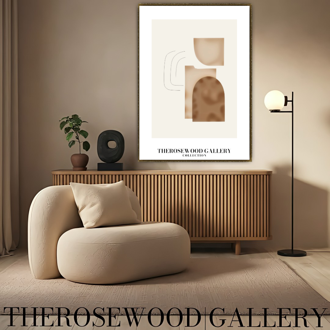 Elegant Black Lines | Contemporary Abstract Print | Square Digital Design | Warm Tones | Minimalist Wall Art | Cozy Home Gallery