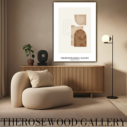 Elegant Black Lines | Contemporary Abstract Print | Square Digital Design | Warm Tones | Minimalist Wall Art | Cozy Home Gallery