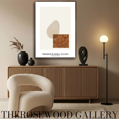 Modern Geometric Abstract Print | Digital Wall Art | Soft Beige & Bronze | Elegant Contrast | Cozy Minimalist Gallery
