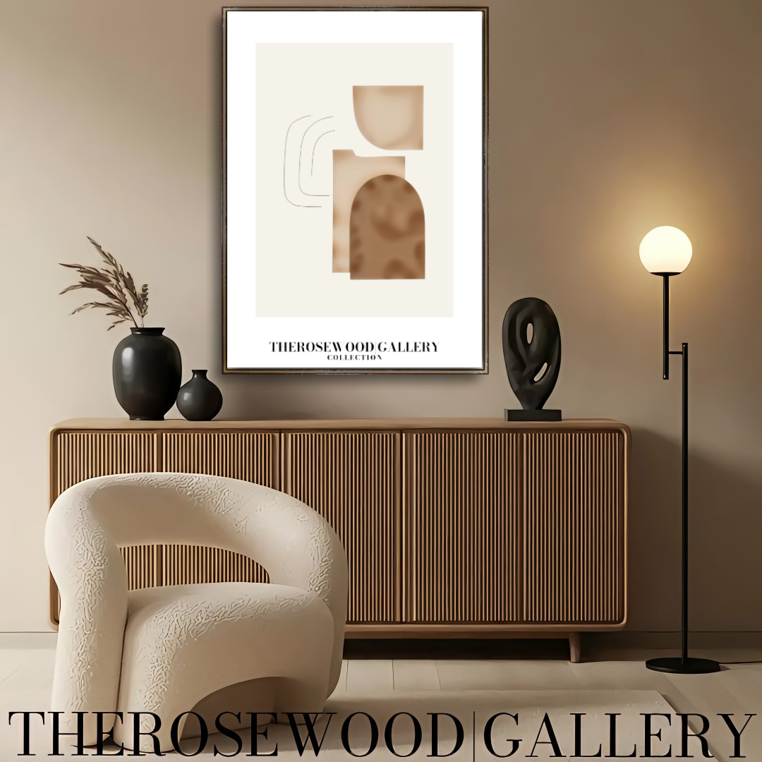 Elegant Black Lines | Contemporary Abstract Print | Square Digital Design | Warm Tones | Minimalist Wall Art | Cozy Home Gallery