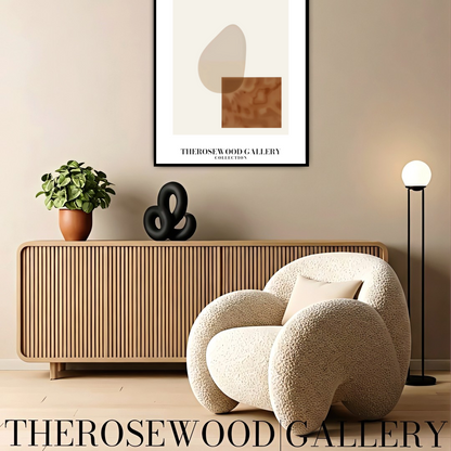 Modern Geometric Abstract Print | Digital Wall Art | Soft Beige & Bronze | Elegant Contrast | Cozy Minimalist Gallery