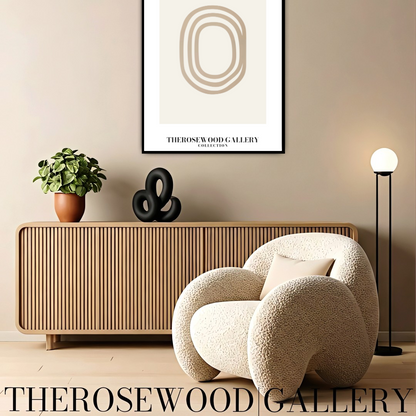 Elegant Line Art Print | Modern Cercle Abstract Composition | Beige & Ivory Tones | Minimalist Wall Décor | Cozy Living Space