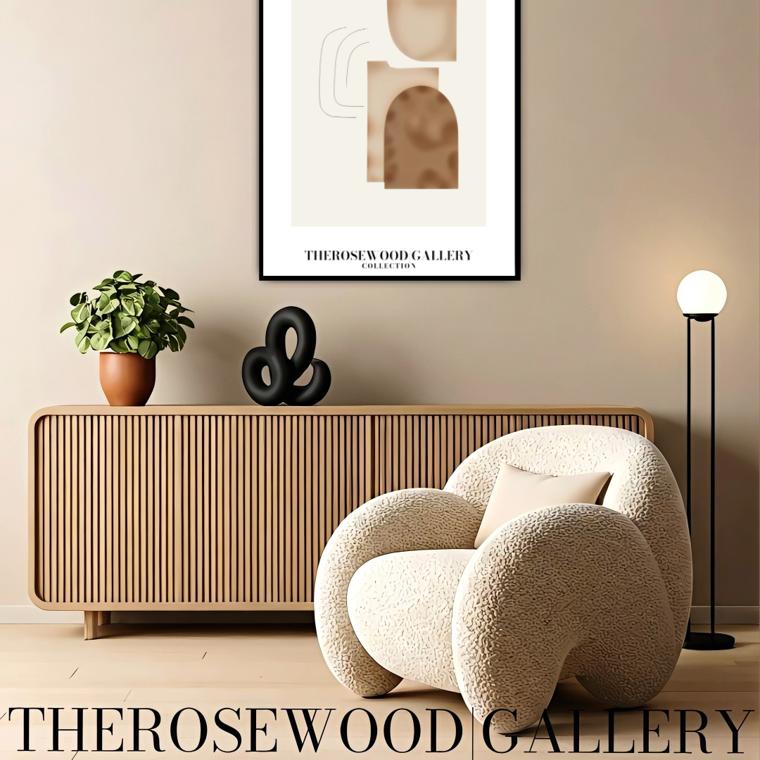 Elegant Black Lines | Contemporary Abstract Print | Square Digital Design | Warm Tones | Minimalist Wall Art | Cozy Home Gallery
