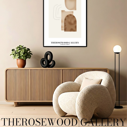 Elegant Black Lines | Contemporary Abstract Print | Square Digital Design | Warm Tones | Minimalist Wall Art | Cozy Home Gallery