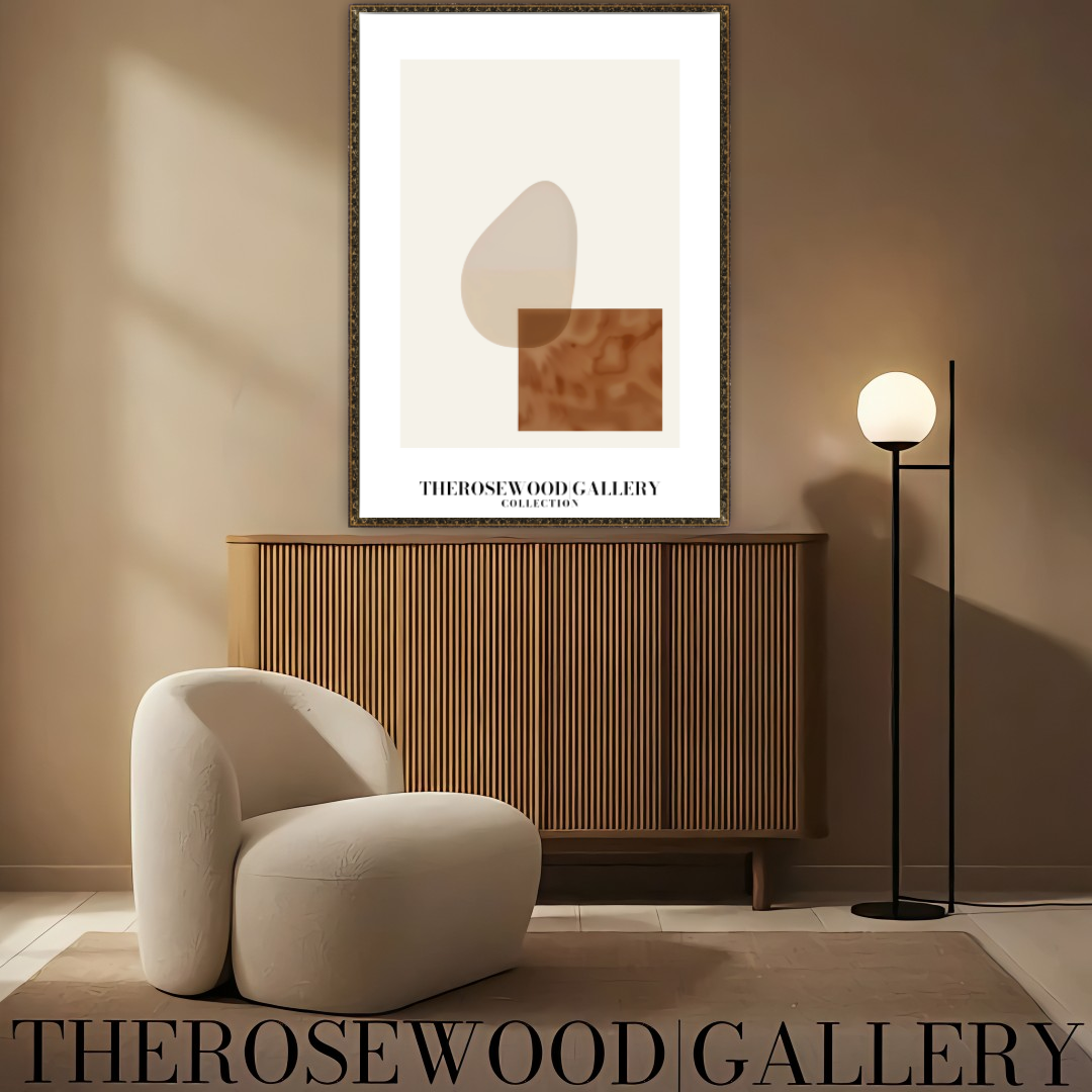Modern Geometric Abstract Print | Digital Wall Art | Soft Beige & Bronze | Elegant Contrast | Cozy Minimalist Gallery
