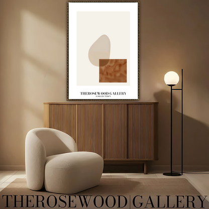 Modern Geometric Abstract Print | Digital Wall Art | Soft Beige & Bronze | Elegant Contrast | Cozy Minimalist Gallery