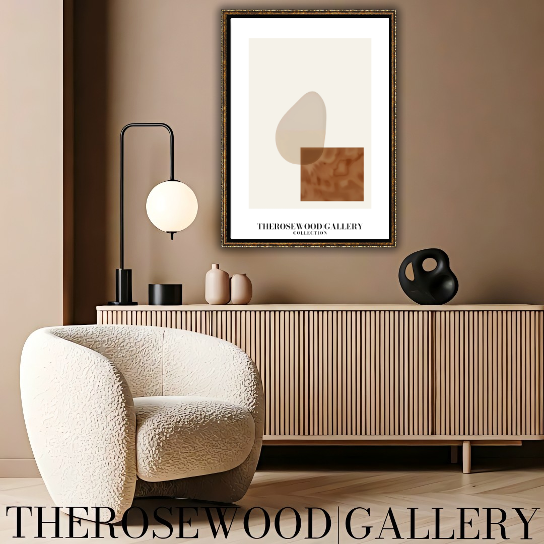 Modern Geometric Abstract Print | Digital Wall Art | Soft Beige & Bronze | Elegant Contrast | Cozy Minimalist Gallery