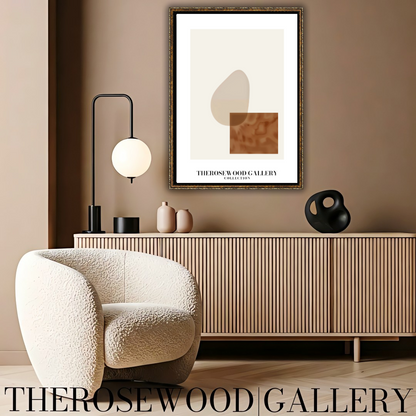 Modern Geometric Abstract Print | Digital Wall Art | Soft Beige & Bronze | Elegant Contrast | Cozy Minimalist Gallery