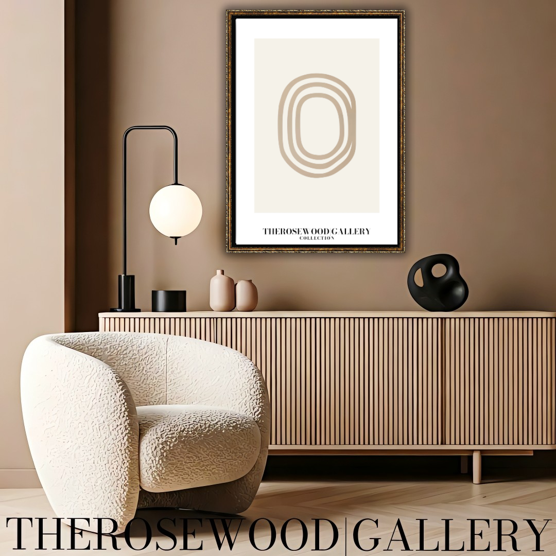 Elegant Line Art Print | Modern Cercle Abstract Composition | Beige & Ivory Tones | Minimalist Wall Décor | Cozy Living Space