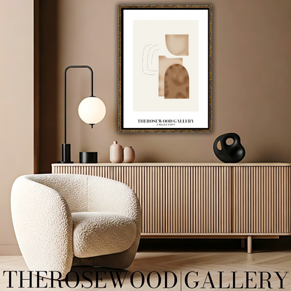 Elegant Black Lines | Contemporary Abstract Print | Square Digital Design | Warm Tones | Minimalist Wall Art | Cozy Home Gallery