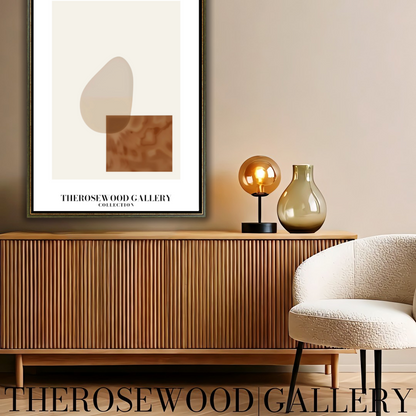 Modern Geometric Abstract Print | Digital Wall Art | Soft Beige & Bronze | Elegant Contrast | Cozy Minimalist Gallery
