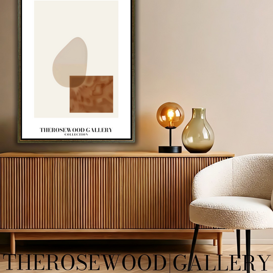 Modern Geometric Abstract Print | Digital Wall Art | Soft Beige & Bronze | Elegant Contrast | Cozy Minimalist Gallery