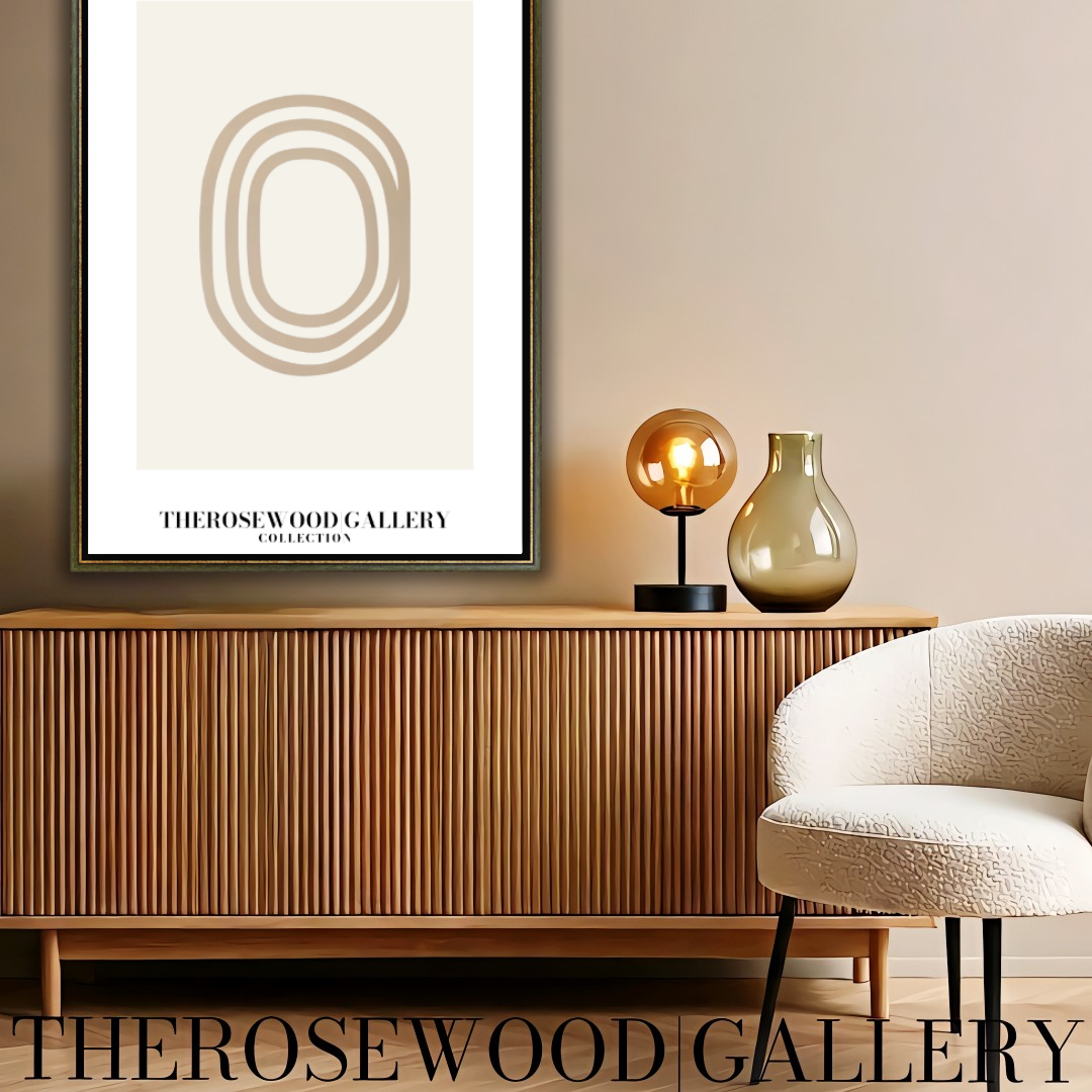 Elegant Line Art Print | Modern Cercle Abstract Composition | Beige & Ivory Tones | Minimalist Wall Décor | Cozy Living Space