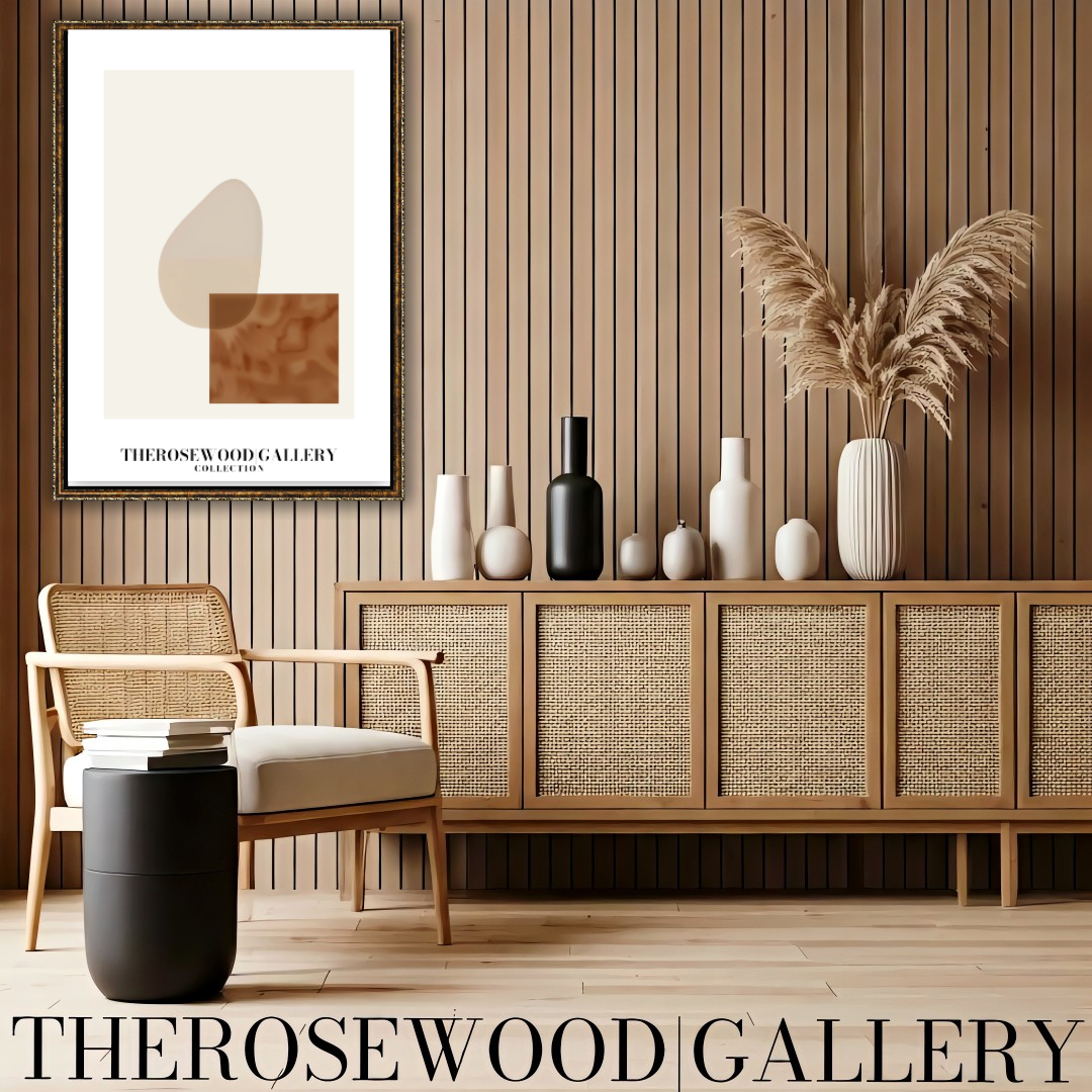 Modern Geometric Abstract Print | Digital Wall Art | Soft Beige & Bronze | Elegant Contrast | Cozy Minimalist Gallery
