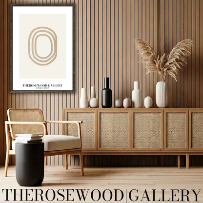 Elegant Line Art Print | Modern Cercle Abstract Composition | Beige & Ivory Tones | Minimalist Wall Décor | Cozy Living Space