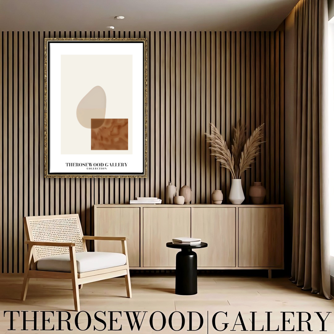 Modern Geometric Abstract Print | Digital Wall Art | Soft Beige & Bronze | Elegant Contrast | Cozy Minimalist Gallery