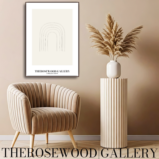Chic Linear Abstract Poster | Printable Art | Cream & Sand Palette | Refined Black Line Motifs |  Modern Gallery.