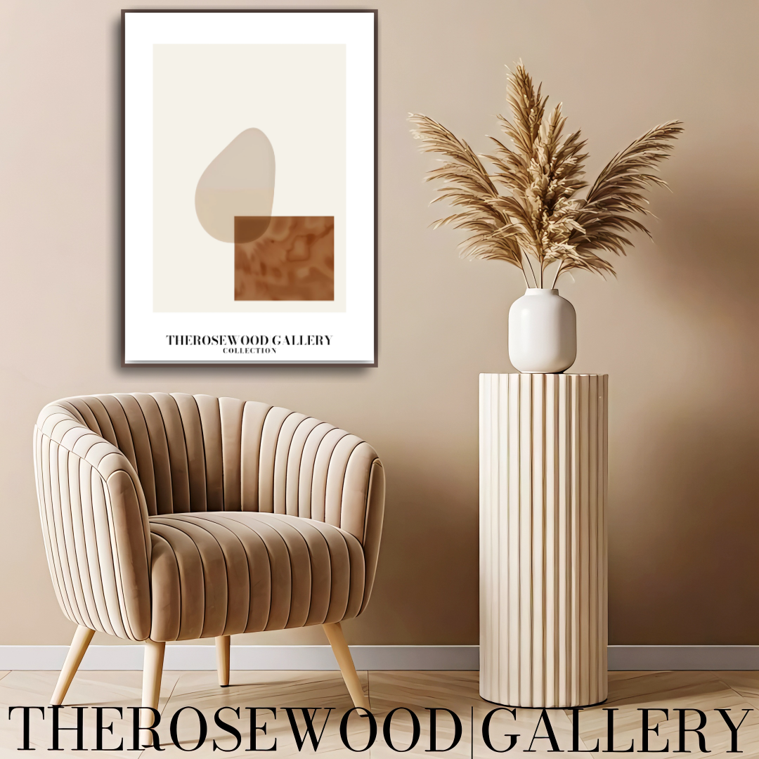 Modern Geometric Abstract Print | Digital Wall Art | Soft Beige & Bronze | Elegant Contrast | Cozy Minimalist Gallery