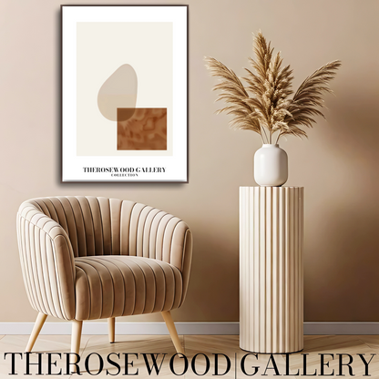 Modern Geometric Abstract Print | Digital Wall Art | Soft Beige & Bronze | Elegant Contrast | Cozy Minimalist Gallery