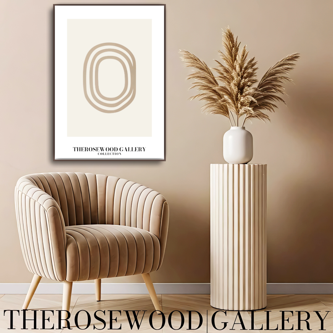 Elegant Line Art Print | Modern Cercle Abstract Composition | Beige & Ivory Tones | Minimalist Wall Décor | Cozy Living Space