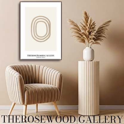 Elegant Line Art Print | Modern Cercle Abstract Composition | Beige & Ivory Tones | Minimalist Wall Décor | Cozy Living Space