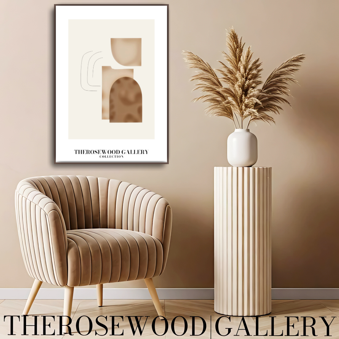 Elegant Black Lines | Contemporary Abstract Print | Square Digital Design | Warm Tones | Minimalist Wall Art | Cozy Home Gallery