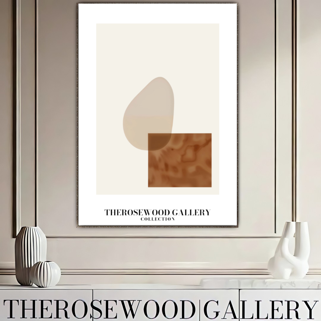 Modern Geometric Abstract Print | Digital Wall Art | Soft Beige & Bronze | Elegant Contrast | Cozy Minimalist Gallery