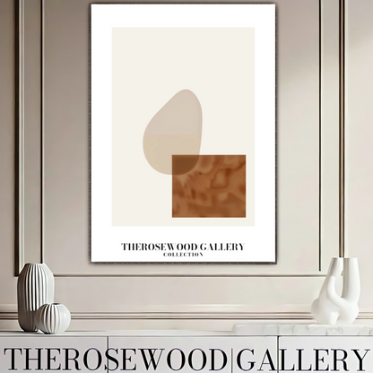 Modern Geometric Abstract Print | Digital Wall Art | Soft Beige & Bronze | Elegant Contrast | Cozy Minimalist Gallery