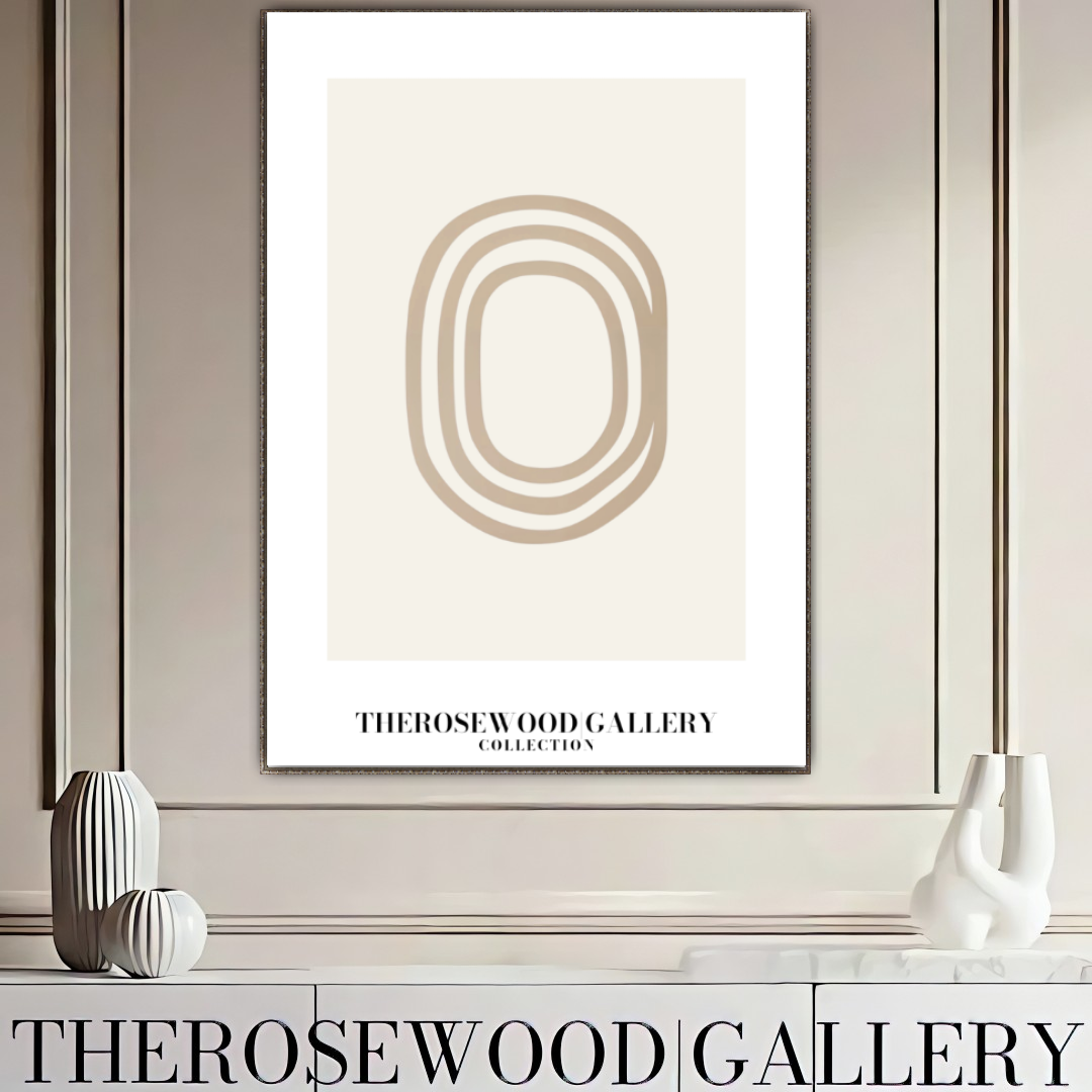 Elegant Line Art Print | Modern Cercle Abstract Composition | Beige & Ivory Tones | Minimalist Wall Décor | Cozy Living Space